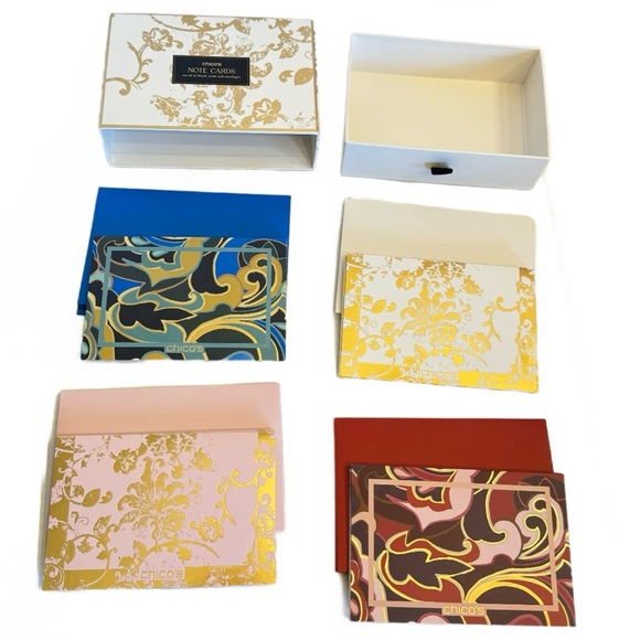 Chicos Blank Note Cards Embossed Logo Cards Envelopes Rose Smoke 16 Pack - Picture 1 of 16